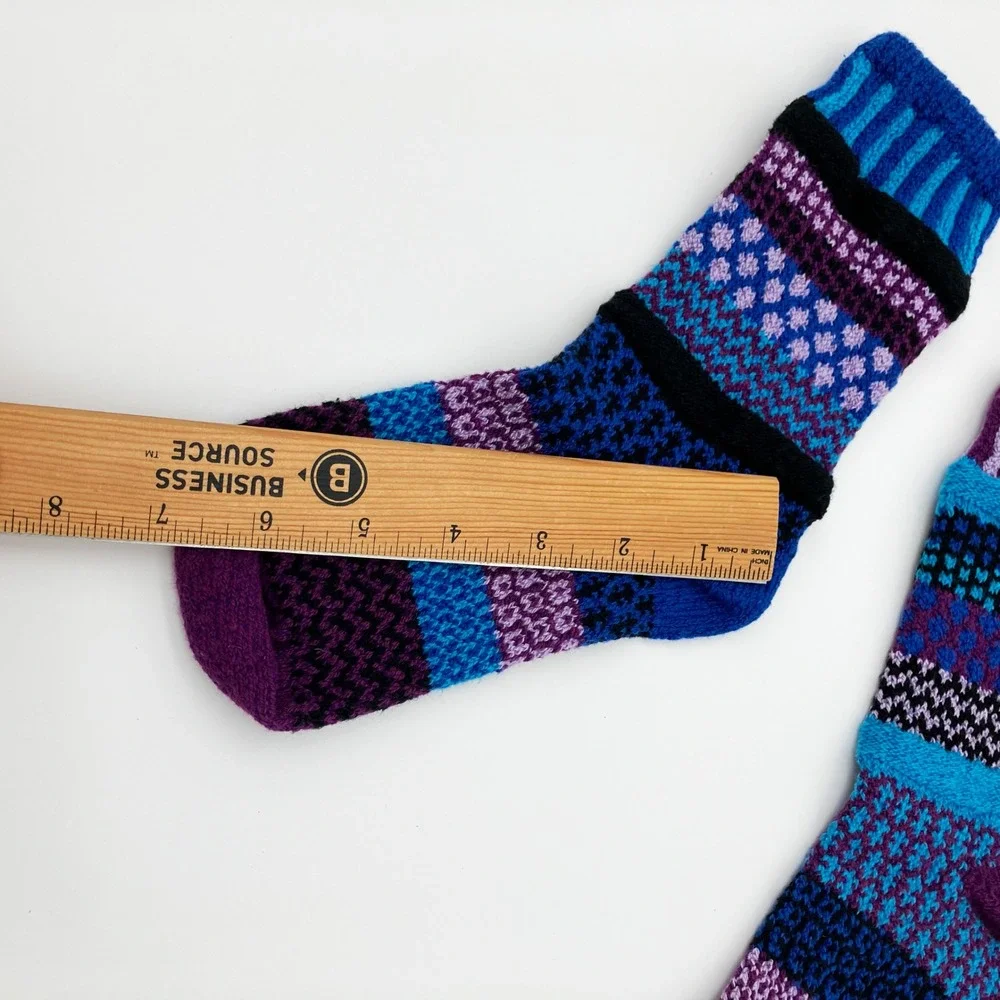 Solmate Socks Raspberry Knitted Crew Socks Small Purple Blue Mismatched USA